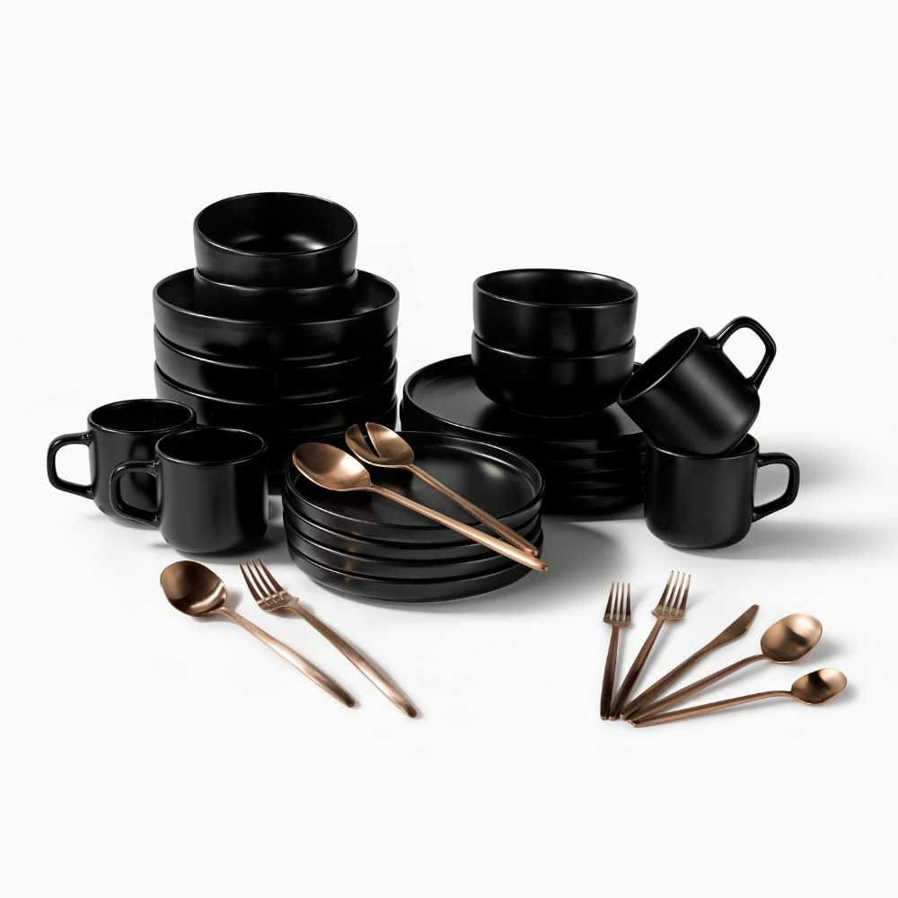 Ultimate Dinnerware Set-JAZZUPCO-Matte Black-Minimalist Flatware 2.0-Matte Rose Gold-JAZZUPCO-51086806974763