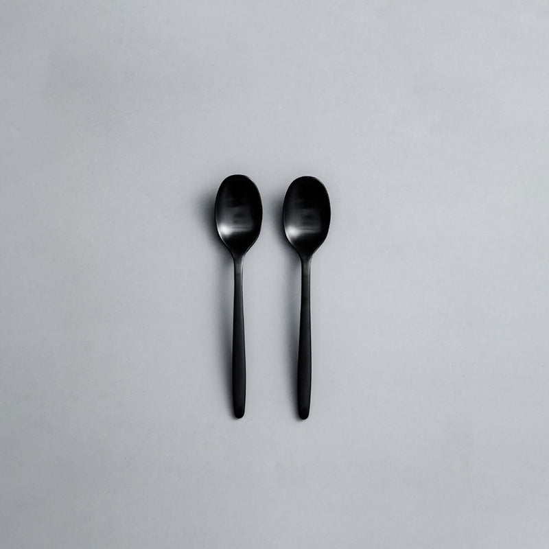 Individual Pieces-JAZZUPCO-Matte Black-Ava-Dessert Spoon (2 Pieces)-JAZZUPCO