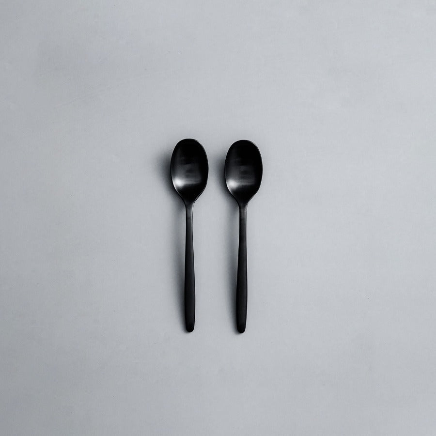 Ava Salad Servers, Serving Utensils & Individual Pieces-JAZZUPCO-Matte Black-Dessert Spoon (2 Pieces)-JAZZUPCO