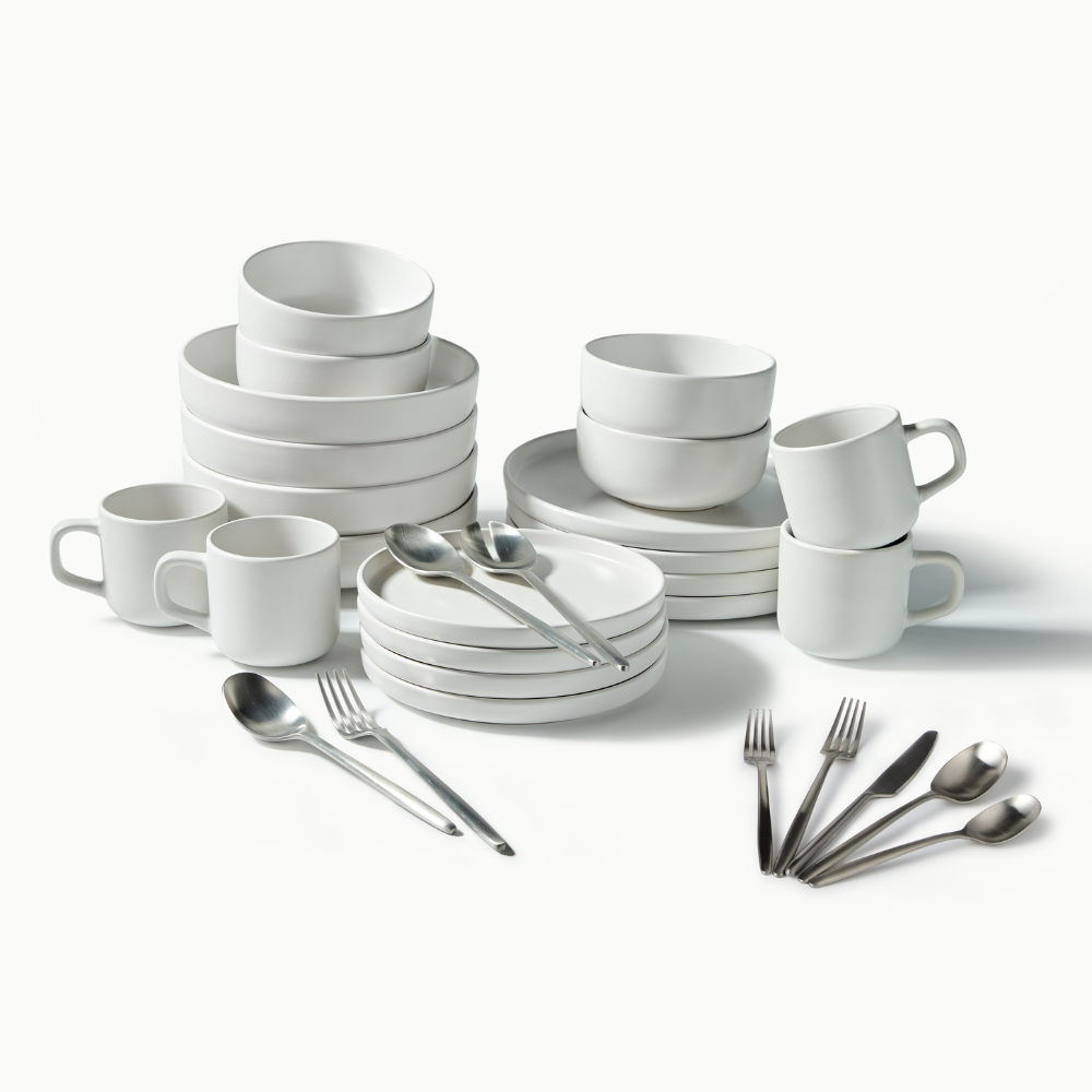 Ultimate Dinnerware Set-JAZZUPCO-Matte White-Ava Flatware-Matte Silver-JAZZUPCO-51086806548779