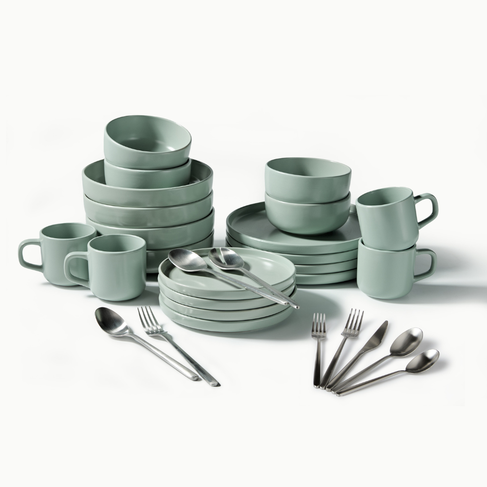 Ultimate Dinnerware Set-JAZZUPCO-Matte Sage Green-Haelynn 2.0 Flatware-Matte Silver-JAZZUPCO-53168435331371