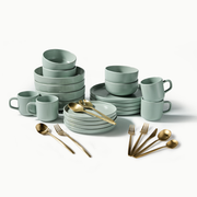 Ultimate Dinnerware Set-JAZZUPCO-Matte Sage Green-Minimalist Flatware 2.0-Matte Gold-JAZZUPCO-51086807236907