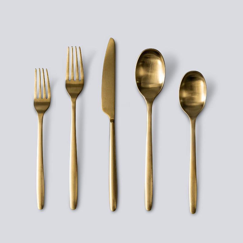Ava Matte Gold Flatware Set for 8 | JazzUpCo