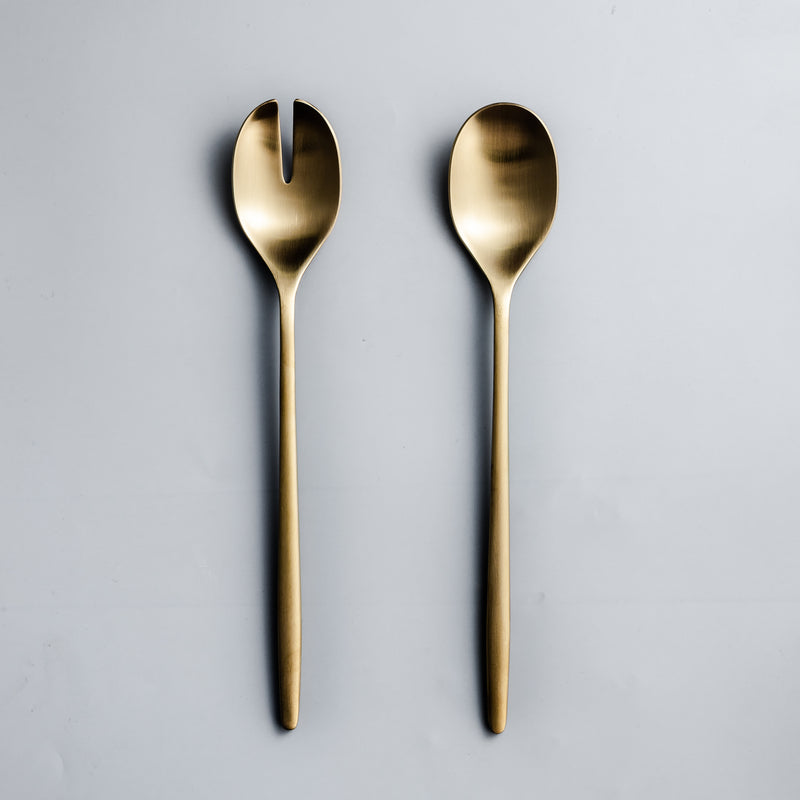 Serving Utensils & Salad Servers-JAZZUPCO-Matte Gold-Ava-Salad Servers Set-JAZZUPCO