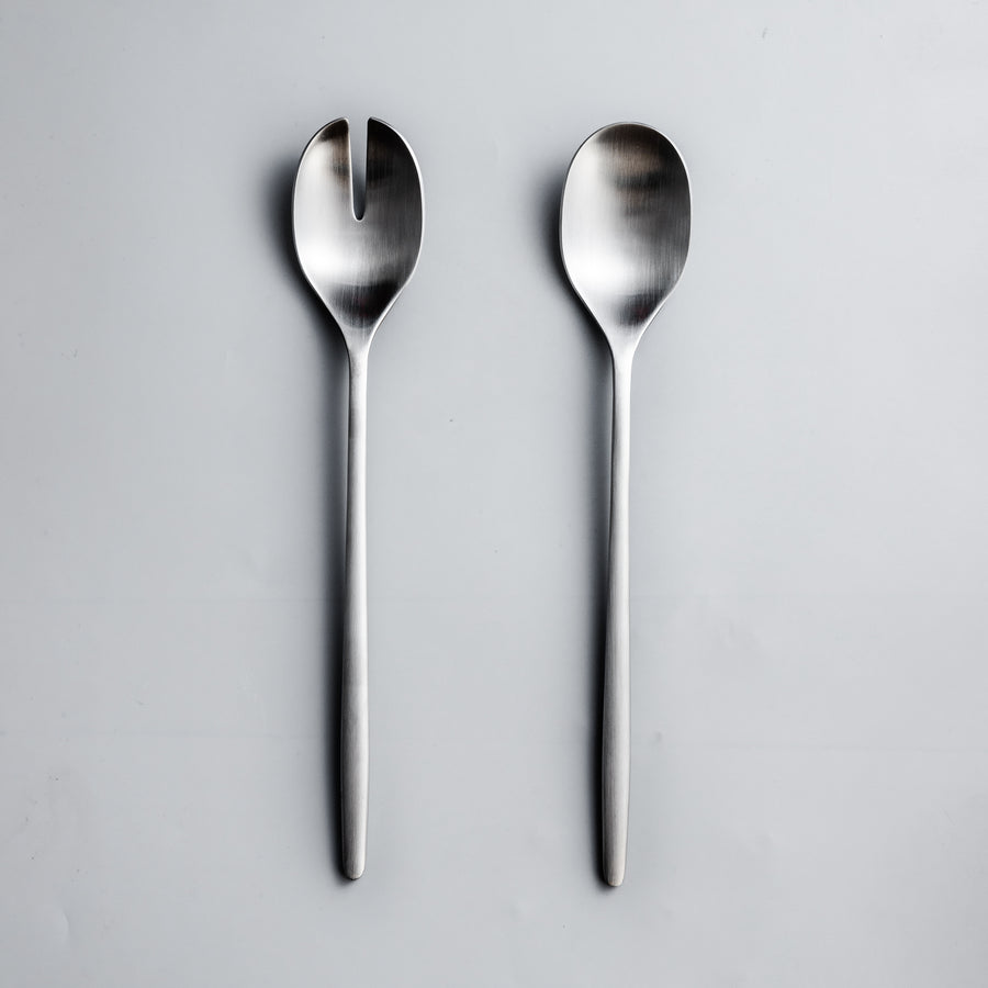 Salad Servers & Utensils-JAZZUPCO-Matte Silver-Salad Servers Set-JAZZUPCO