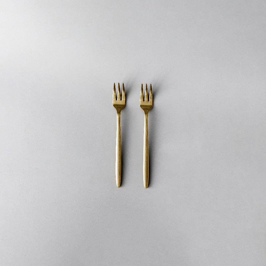 Ava Salad Servers, Serving Utensils & Individual Pieces-JAZZUPCO-Matte Gold-Fruit Fork (2 Pieces)-JAZZUPCO