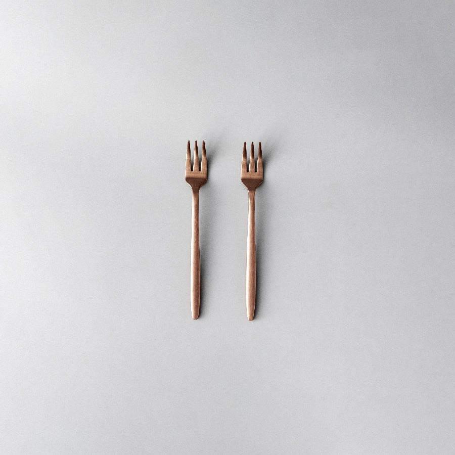 Ava Salad Servers, Serving Utensils & Individual Pieces-JAZZUPCO-Matte Rose Gold-Fruit Fork (2 Pieces)-JAZZUPCO