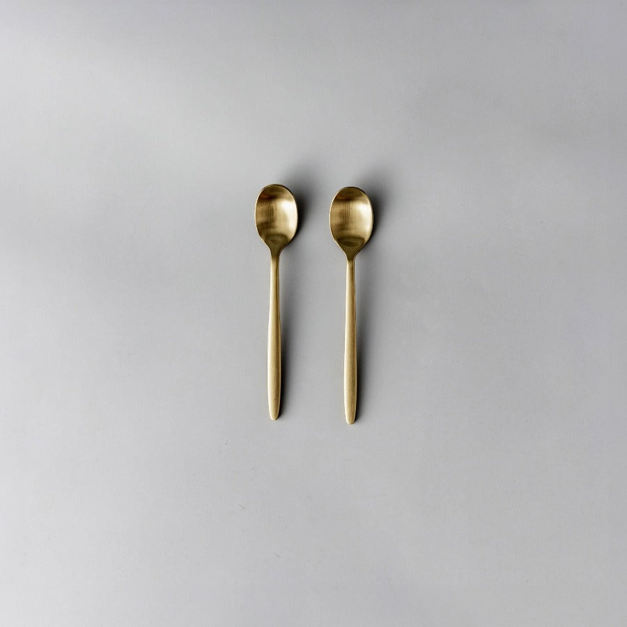 Ava Salad Servers, Serving Utensils & Individual Pieces-JAZZUPCO-Matte Gold-Teaspoon (2 Pieces)-JAZZUPCO