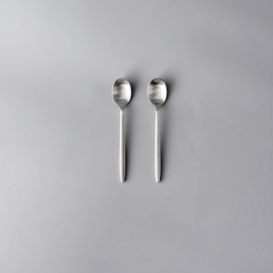 Ava Salad Servers, Serving Utensils & Individual Pieces-JAZZUPCO-Matte Silver-Teaspoon (2 Pieces)-JAZZUPCO