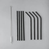 Minimalist/ French Flatware Salad Servers, Serving Utensils & Individual Pieces-JAZZUPCO-Matte Black-Straw Set (9 Pieces)-JAZZUPCO