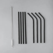Minimalist/ French Flatware Salad Servers, Serving Utensils & Individual Pieces-JAZZUPCO-Matte Black-Straw Set (9 Pieces)-JAZZUPCO