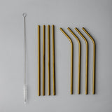 Minimalist/ French Flatware Individual Pieces-JAZZUPCO-Matte Gold-Straw Set (9 Pieces)-JAZZUPCO