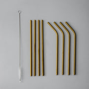 Minimalist/ French Flatware Salad Servers, Serving Utensils & Individual Pieces-JAZZUPCO-Matte Gold-Straw Set (9 Pieces)-JAZZUPCO