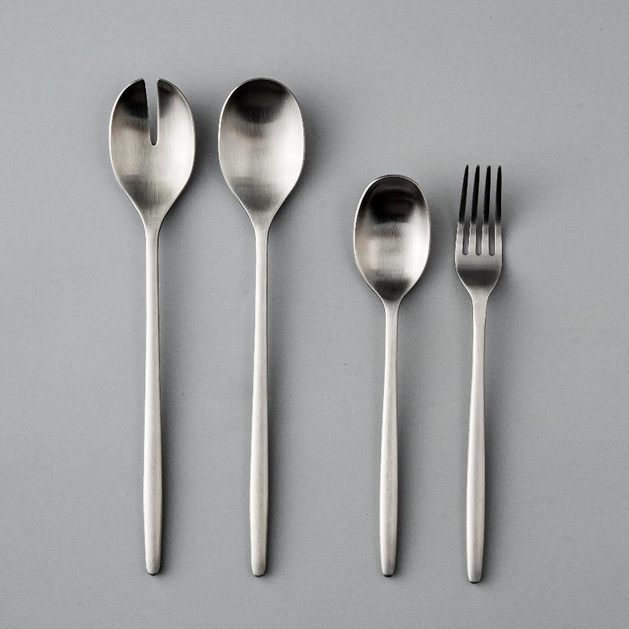 Salad Servers & Utensils-JAZZUPCO-Matte Silver-Serving Utensils + Salad Servers Bundle-JAZZUPCO