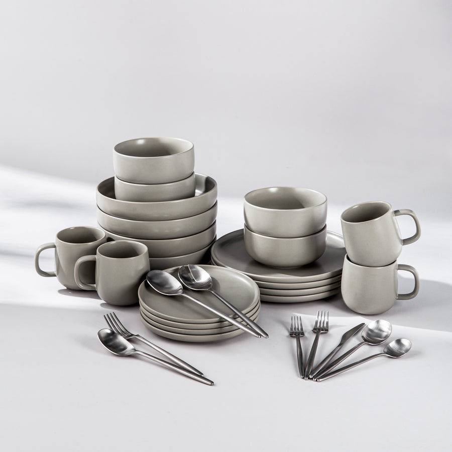Summer Bundle Set-JAZZUPCO-Matte Dove Gray-Minimalist Flatware 2.0-Matte Silver-JAZZUPCO