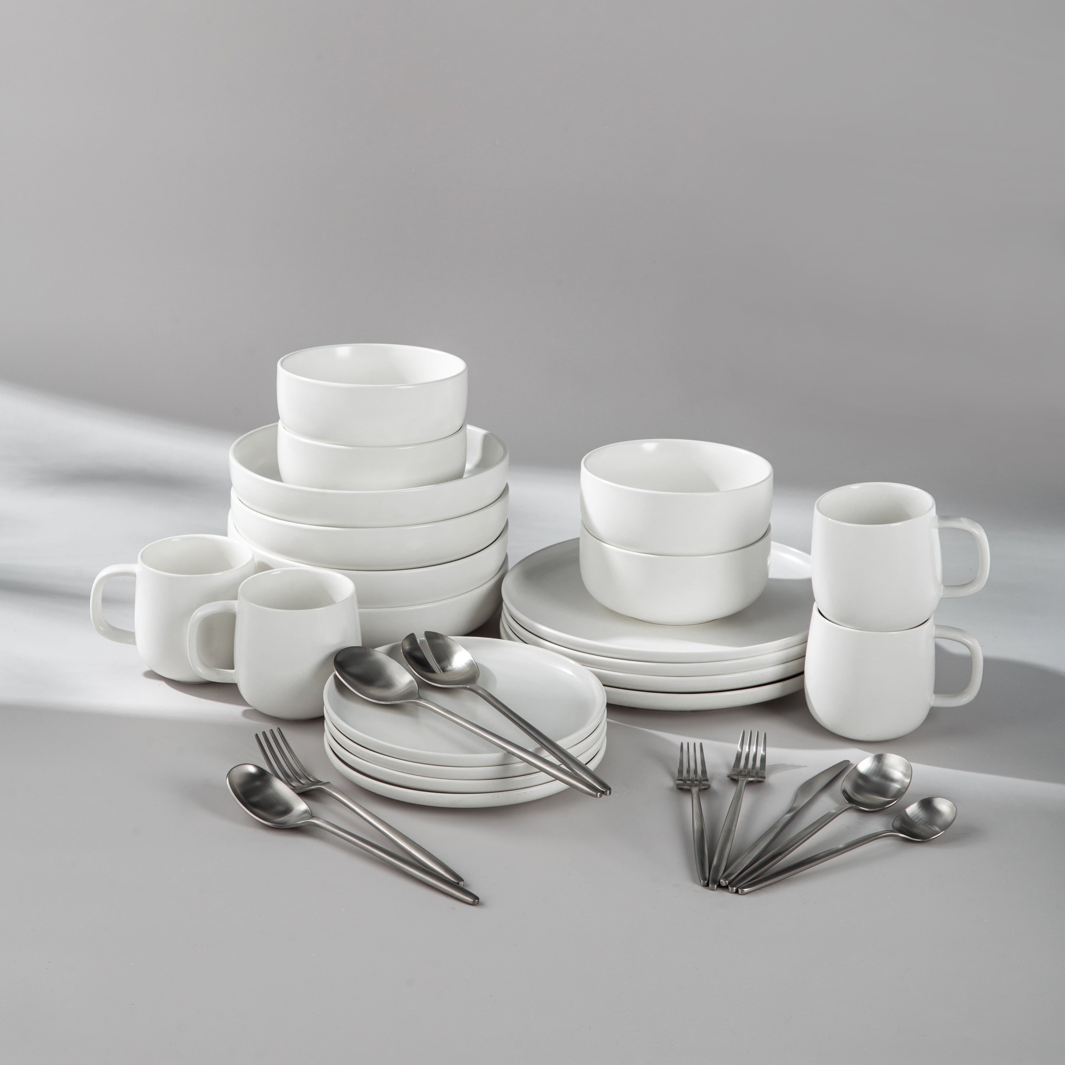 Summer Bundle Set-JAZZUPCO-Matte White-Minimalist Flatware 2.0-Matte Silver-JAZZUPCO
