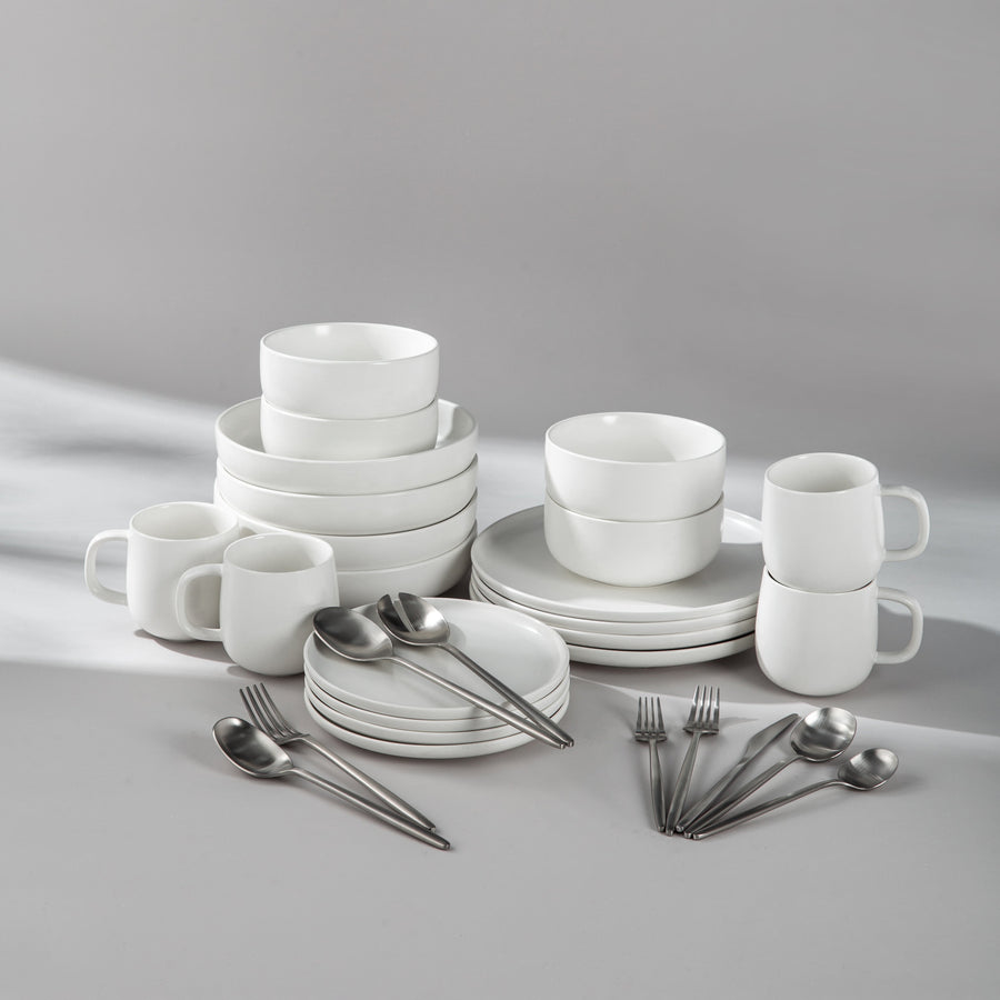Summer Bundle Set-JAZZUPCO-Matte White-Minimalist Flatware 2.0-Matte Silver-JAZZUPCO