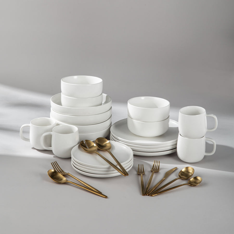 Summer Bundle Set-JAZZUPCO-Matte White-Minimalist Flatware 2.0-Matte Gold-JAZZUPCO