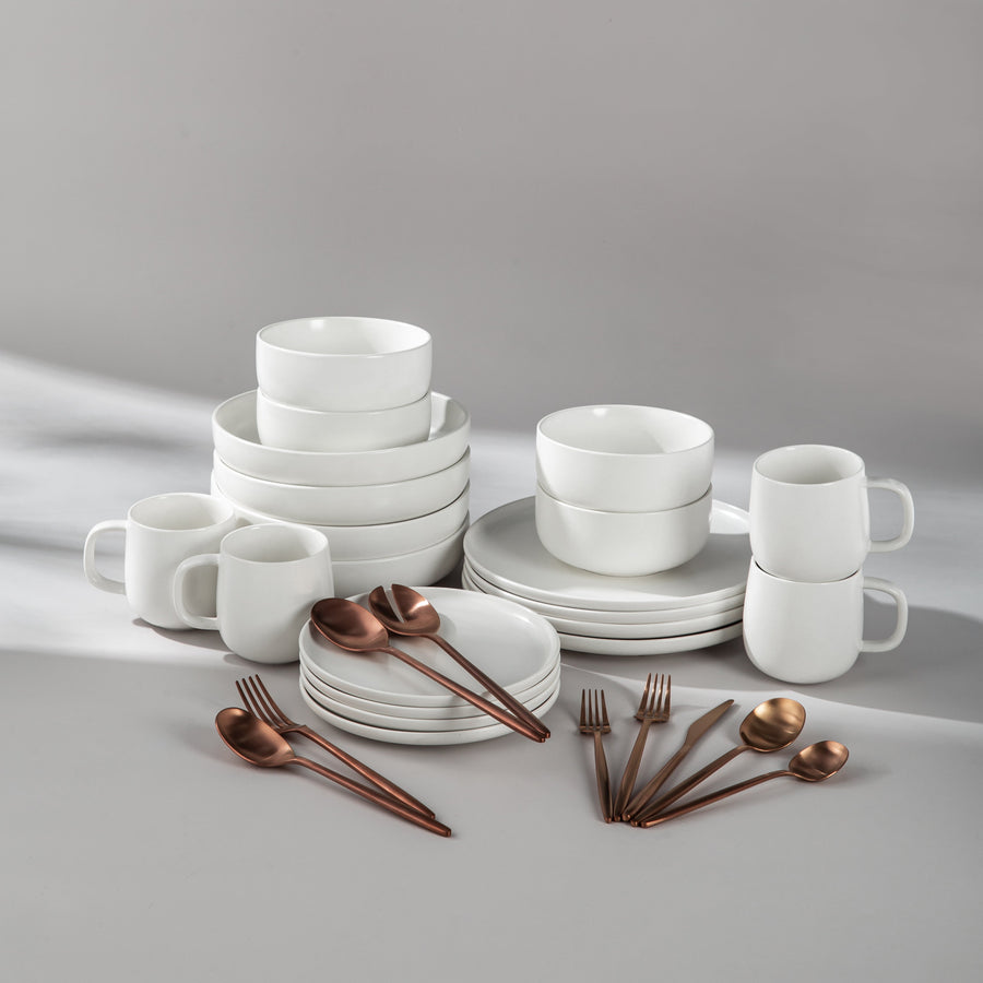 Summer Bundle Set-JAZZUPCO-Matte White-Minimalist Flatware 2.0-Matte Rose Gold-JAZZUPCO