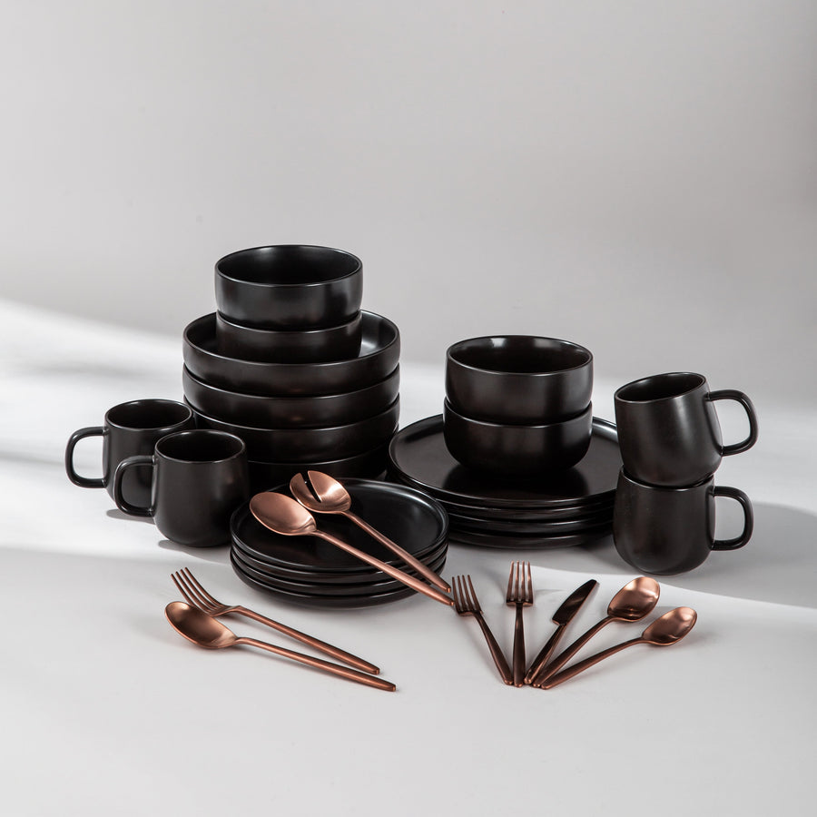 Summer Bundle Set-JAZZUPCO-Matte Black-Ava Flatware-Matte Rose Gold-JAZZUPCO