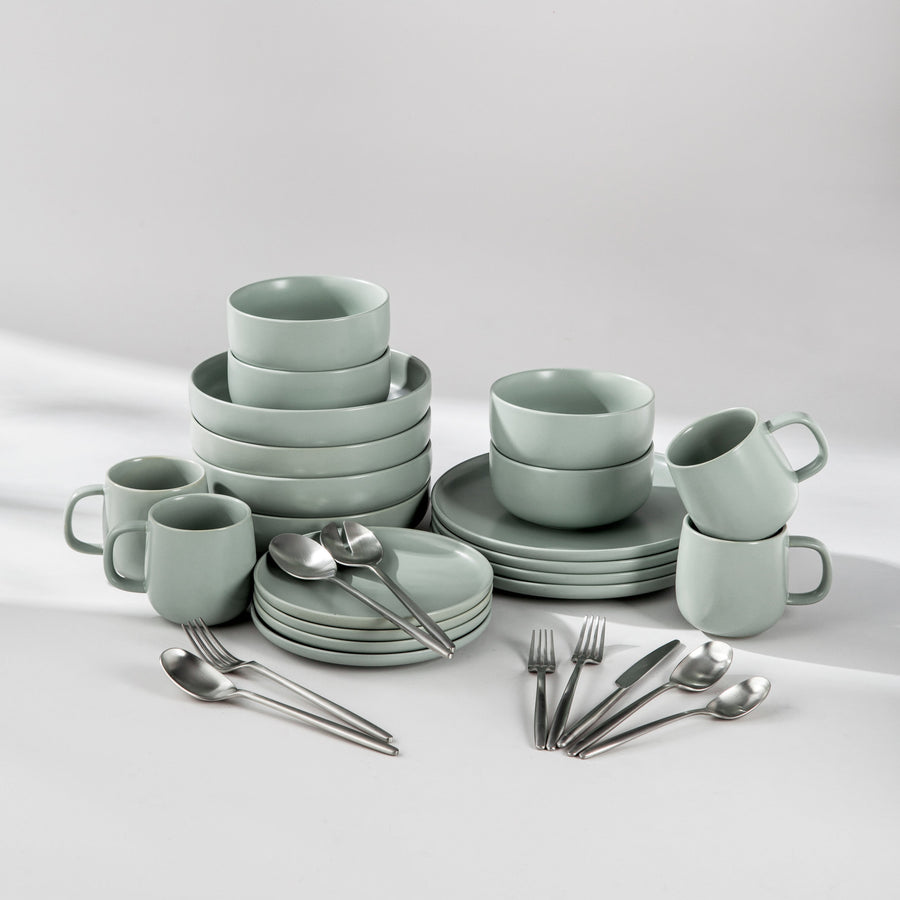 Summer Bundle Set-JAZZUPCO-Matte Sage Green-Ava Flatware-Matte Silver-JAZZUPCO