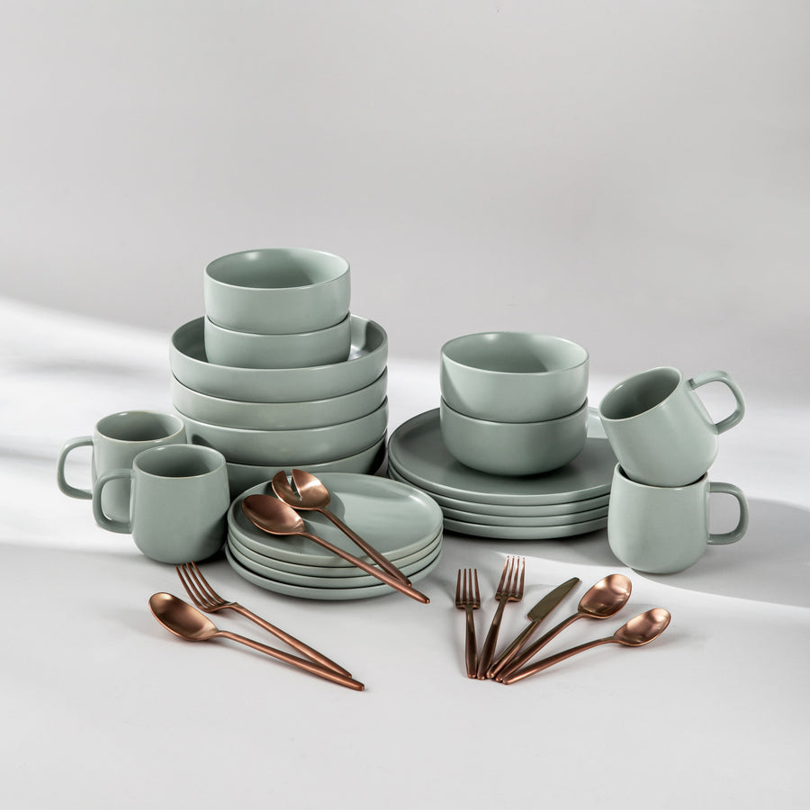 Summer Bundle Set-JAZZUPCO-Matte Sage Green-Ava Flatware-Matte Rose Gold-JAZZUPCO
