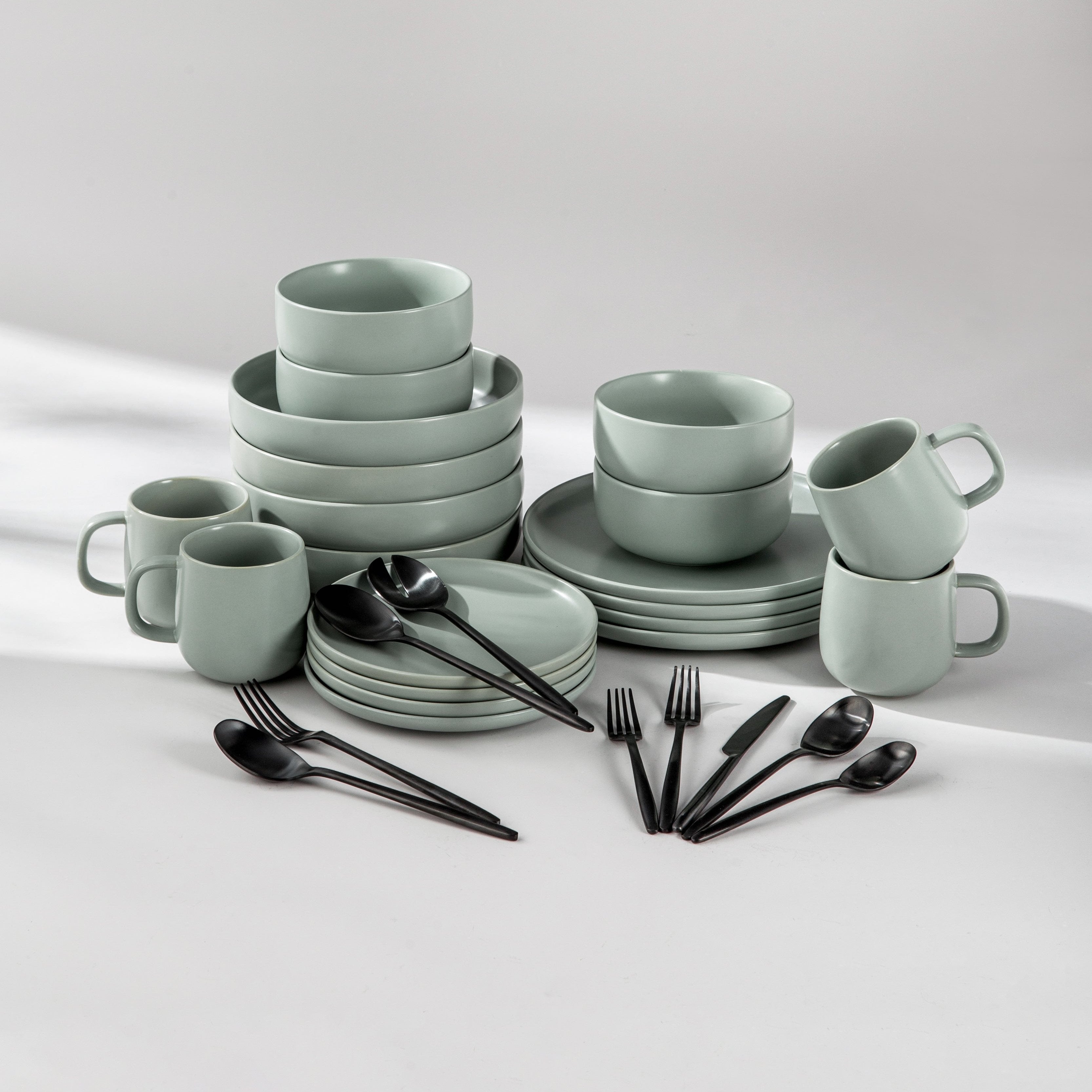 Black Friday Bundle Set-JAZZUPCO-Matte Sage Green (4 Person Set)-Ava Flatware - Matte Black (4 Person Set)-JAZZUPCO