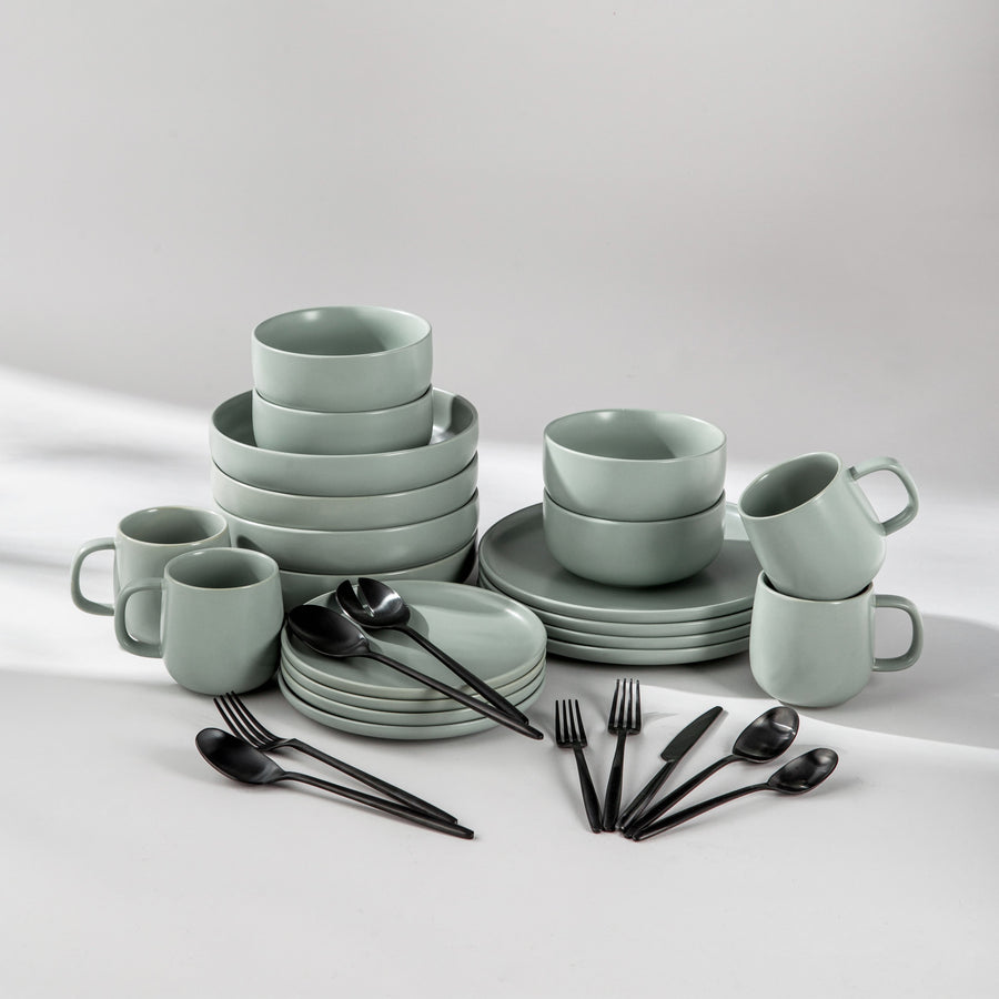 Summer Bundle Set-JAZZUPCO-Matte Sage Green-Ava Flatware-Matte Black-JAZZUPCO