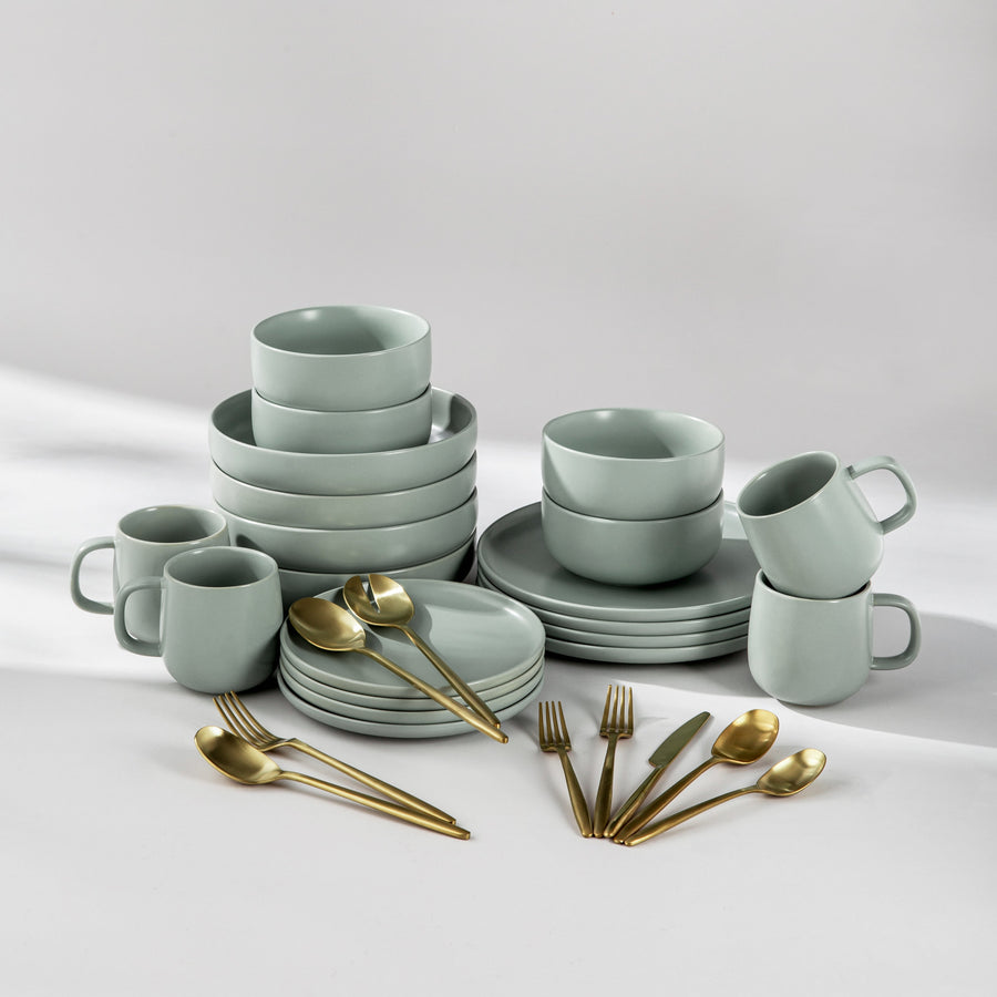 Summer Bundle Set-JAZZUPCO-Matte Sage Green-Ava Flatware-Matte Gold-JAZZUPCO