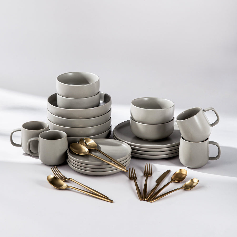 Summer Bundle Set-JAZZUPCO-Matte Dove Gray-Ava Flatware-Matte Gold-JAZZUPCO