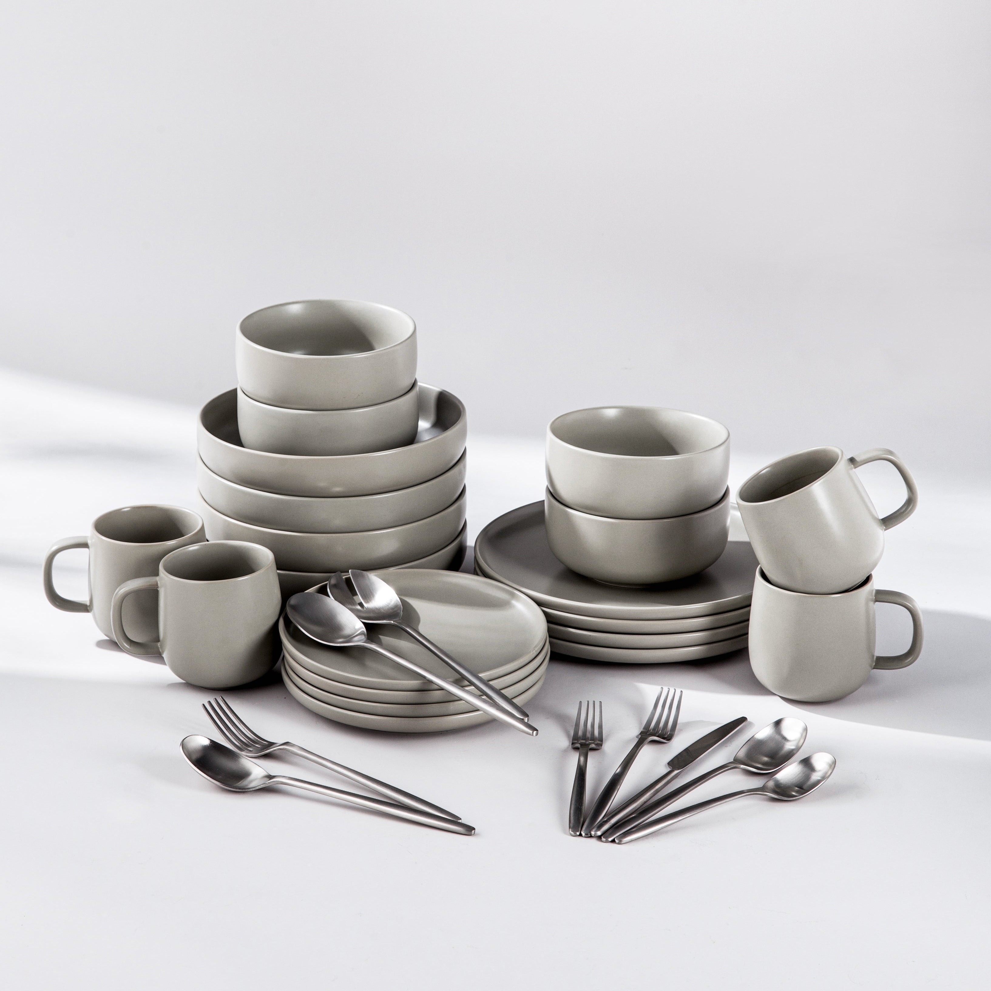 Summer Bundle Set-JAZZUPCO-Matte Dove Gray-Ava Flatware-Matte Silver-JAZZUPCO