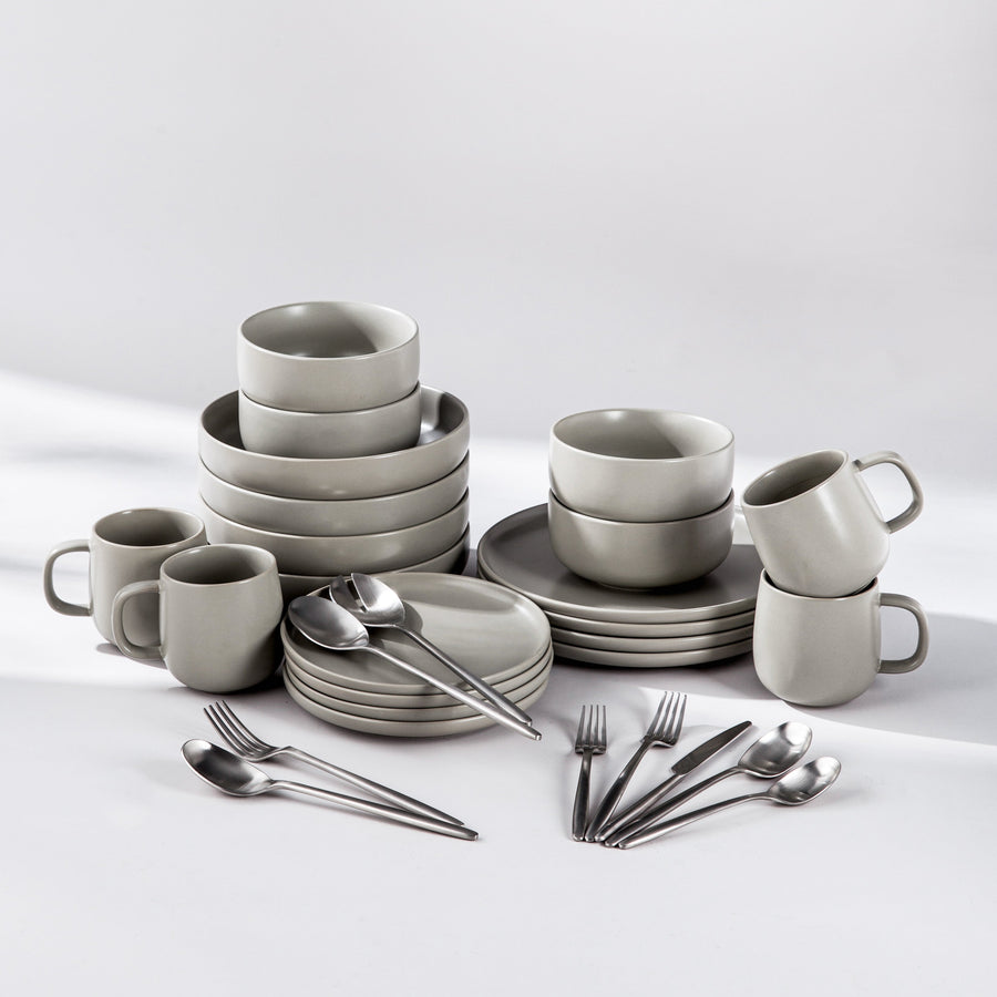 Summer Bundle Set-JAZZUPCO-Matte Dove Gray-Ava Flatware-Matte Silver-JAZZUPCO