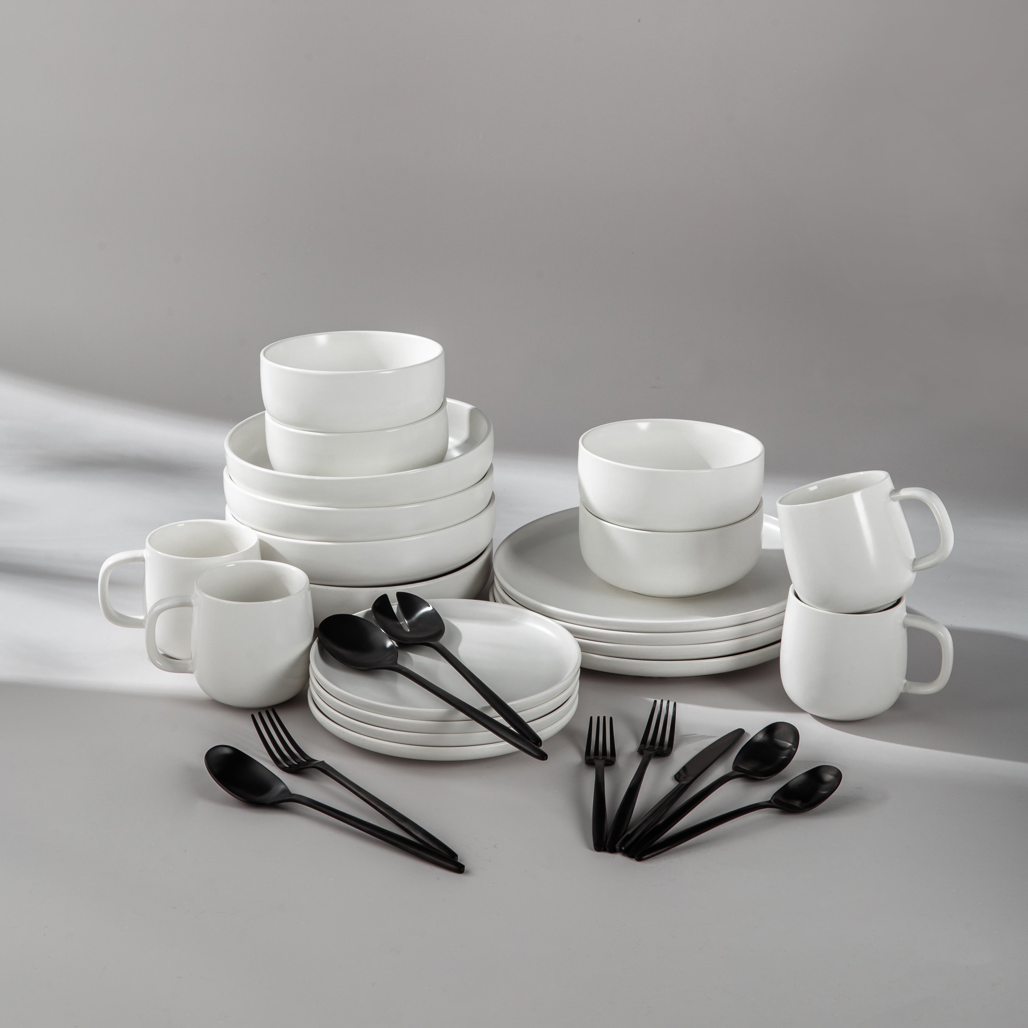 Summer Bundle Set-JAZZUPCO-Matte White-Ava Flatware-Matte Black-JAZZUPCO