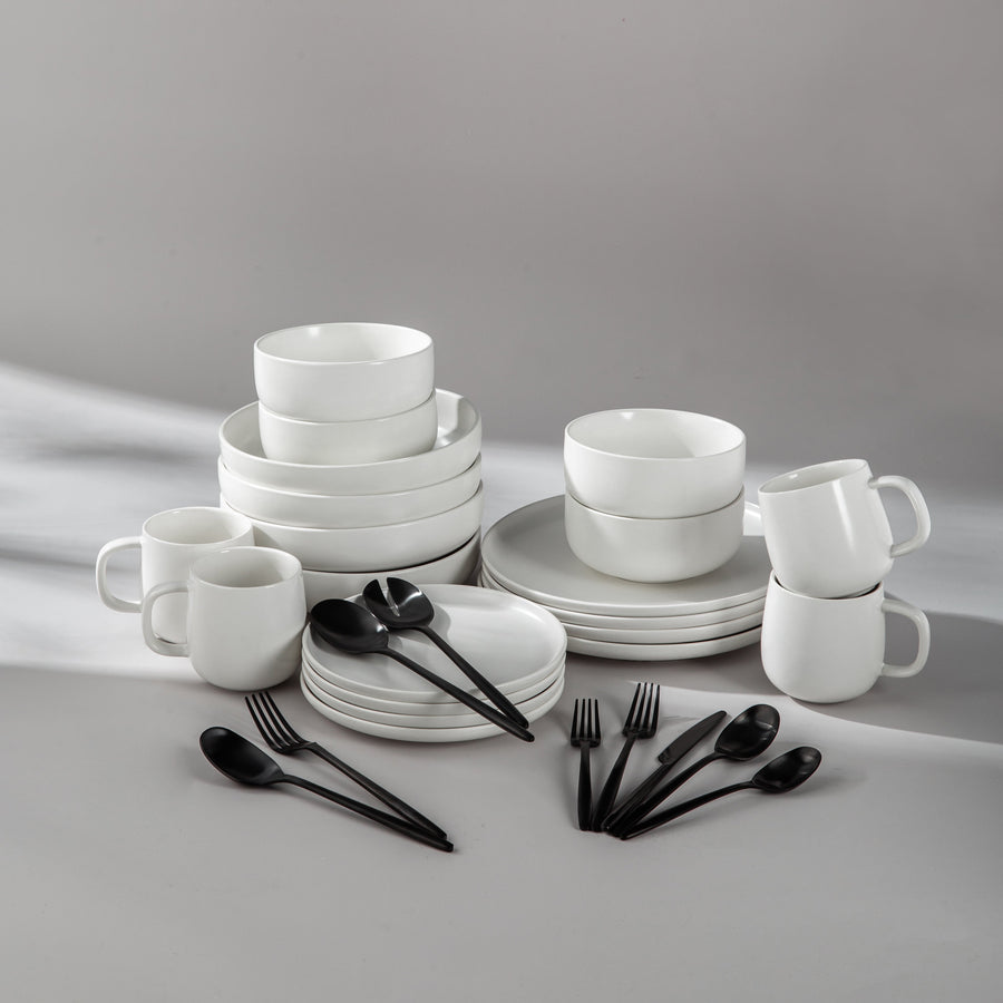 Summer Bundle Set-JAZZUPCO-Matte White-Ava Flatware-Matte Black-JAZZUPCO