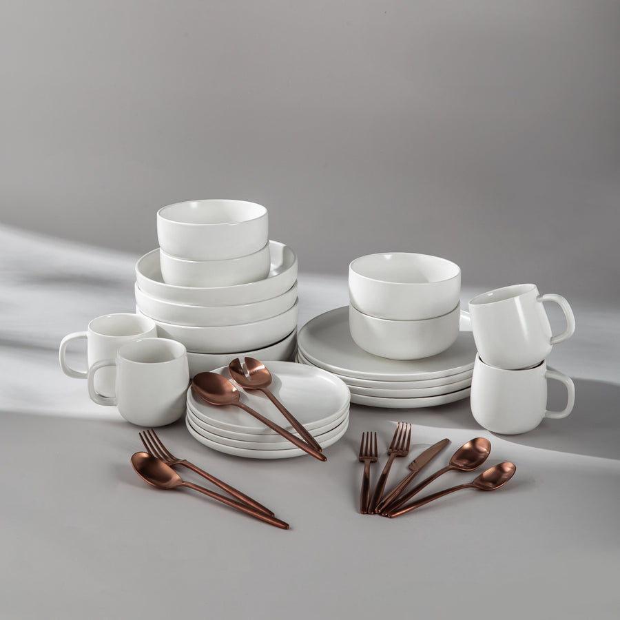 Summer Bundle Set-JAZZUPCO-Matte White-Ava Flatware-Matte Rose Gold-JAZZUPCO