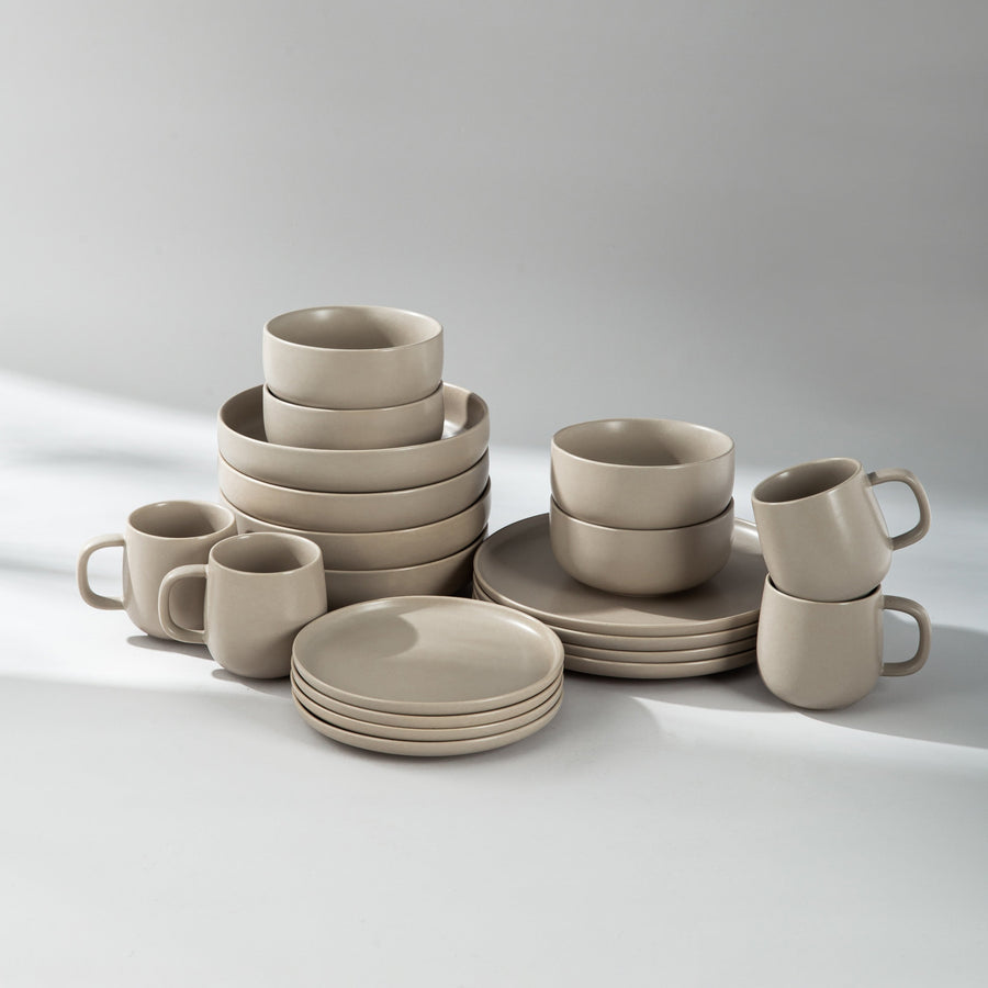 Minimalist Dinnerware-JAZZUPCO-Matte Taupe-4 Person Set Bundle (20 Pieces)-JAZZUPCO