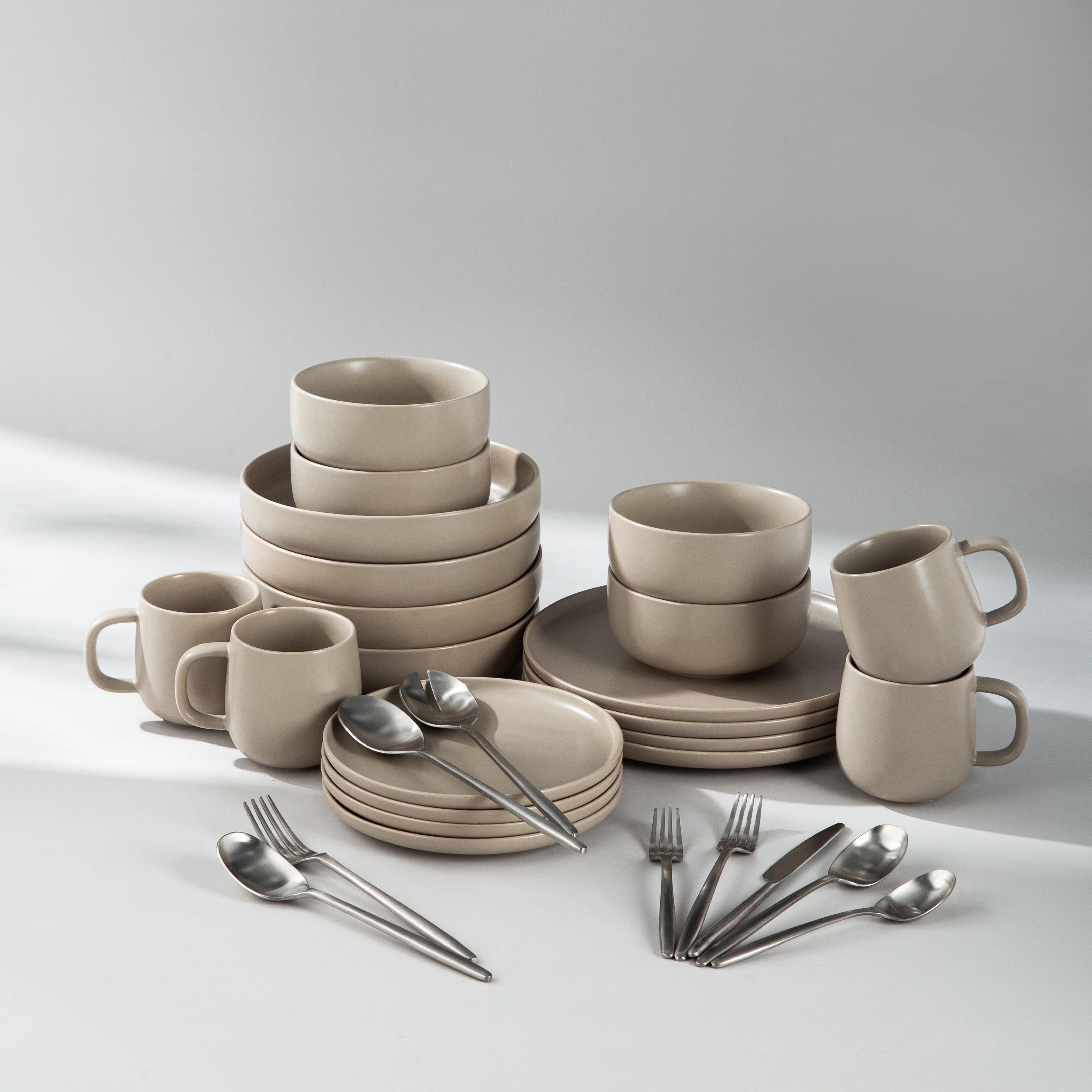 Summer Bundle Set-JAZZUPCO-Matte Taupe-Ava Flatware-Matte Silver-JAZZUPCO