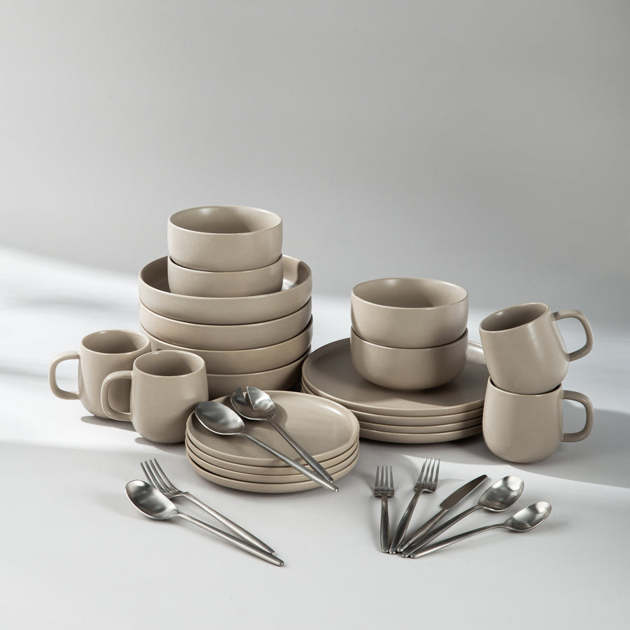 Summer Bundle Set-JAZZUPCO-Matte Taupe-Ava Flatware-Matte Silver-JAZZUPCO