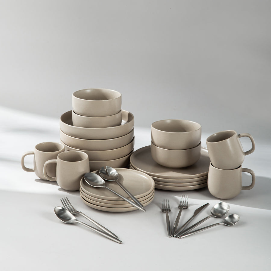 Summer Bundle Set-JAZZUPCO-Matte Taupe-Minimalist Flatware 2.0-Matte Silver-JAZZUPCO
