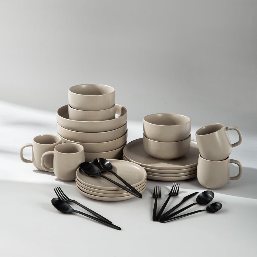 Summer Bundle Set-JAZZUPCO-Matte Taupe-Minimalist Flatware 2.0-Matte Black-JAZZUPCO