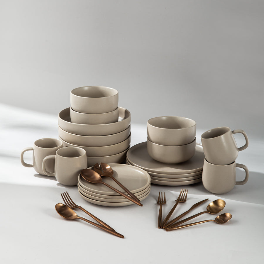 Summer Bundle Set-JAZZUPCO-Matte Taupe-Minimalist Flatware 2.0-Matte Rose Gold-JAZZUPCO