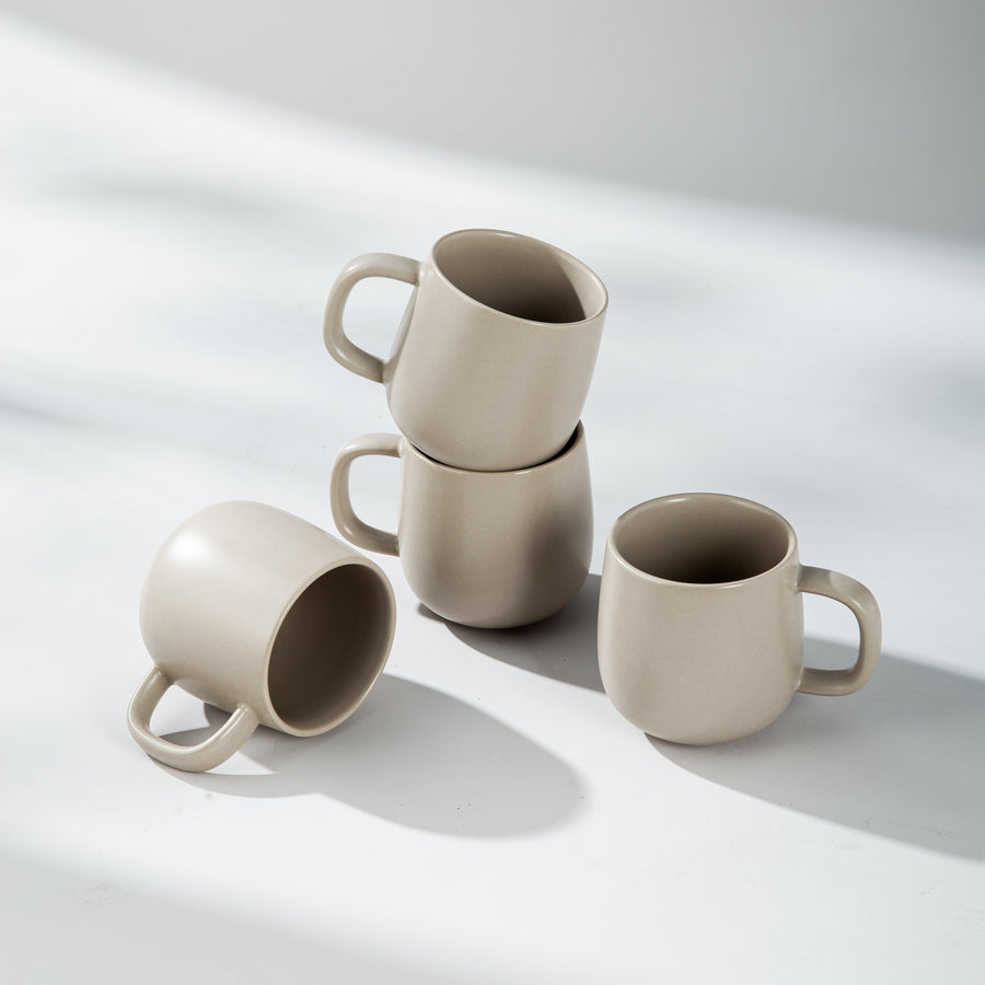 Minimalist Dinnerware-JAZZUPCO-Matte Taupe-4 x Mugs-JAZZUPCO