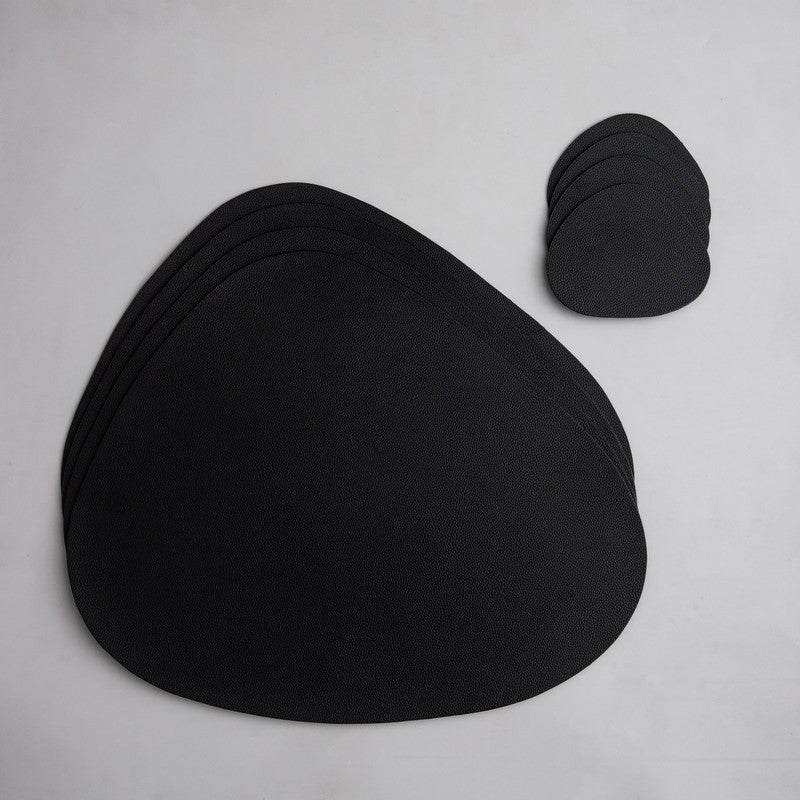 Contemporary Leather Placemats and Coasters-jazzupco-Black - 4 x Placemats & Coasters-JAZZUPCO