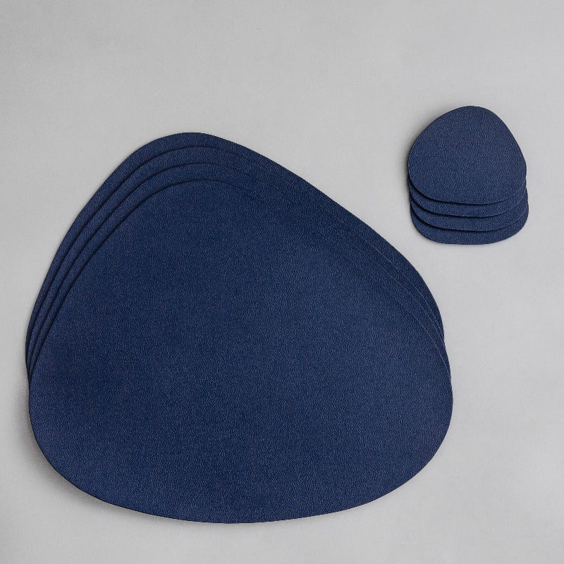 Contemporary Leather Placemats and Coasters-jazzupco-Navy Blue - 4 x Placemats & Coasters-JAZZUPCO