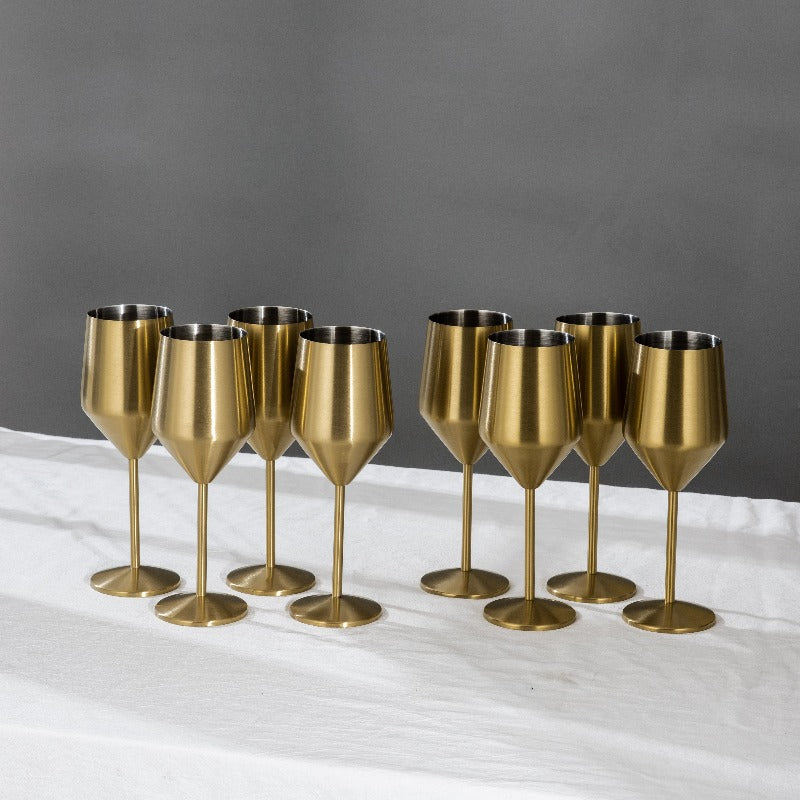 The Wine Glasses and Cups-JazzUpCo-Matte Gold-8 Wine Glasses-JAZZUPCO