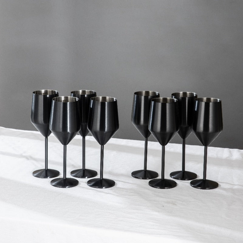 The Wine Glasses and Cups-JazzUpCo-Matte Black-8 Wine Glasses-JAZZUPCO