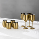 The Wine Glasses and Cups-JazzUpCo-Matte Gold-4 Wine Glasses & 4 Cups-JAZZUPCO