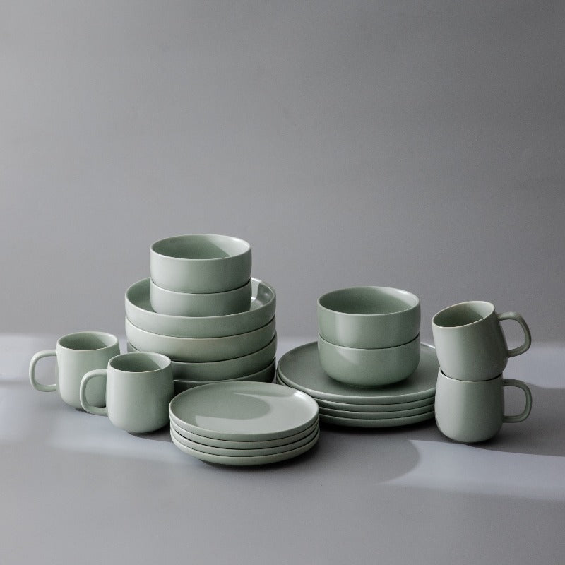 Minimalist Dinnerware-JAZZUPCO-Matte Sage Green-4 Person Set Bundle (20 Pieces)-JAZZUPCO