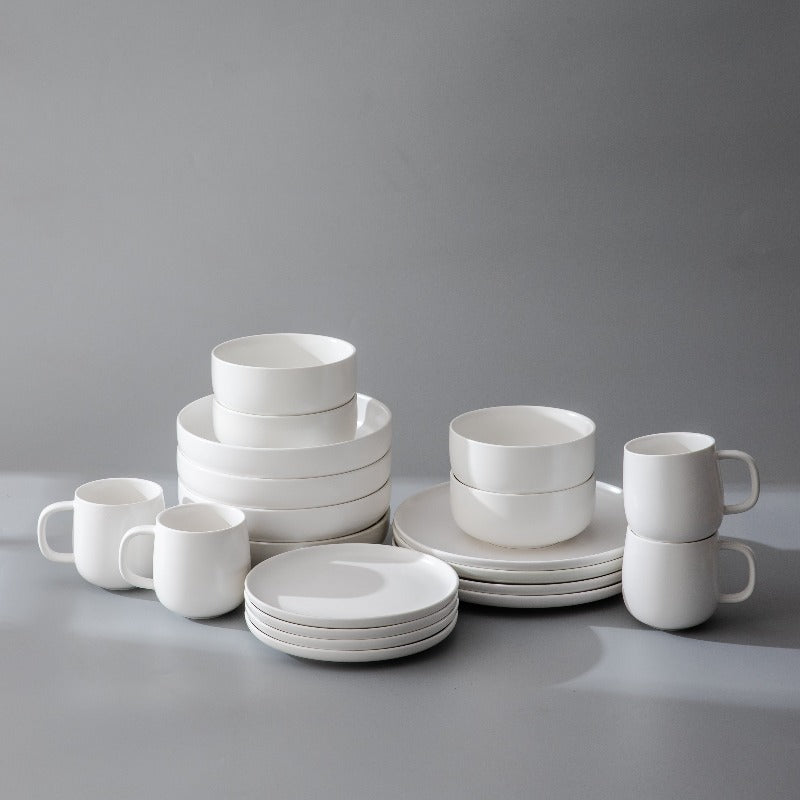 Minimalist Dinnerware-JAZZUPCO-Matte White-4 Person Set Bundle (20 Pieces)-JAZZUPCO