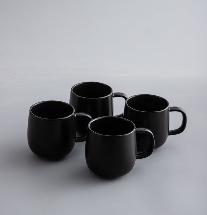Minimalist Dinnerware-JAZZUPCO-Matte Black-4 x Mugs-JAZZUPCO